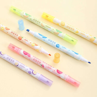 Marcar Texto de Frutas ponta dupla kit com 6