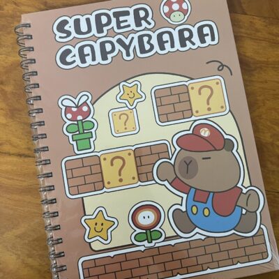 Caderno capa dura espiral Capivara Super Mario Grande 96 folhas